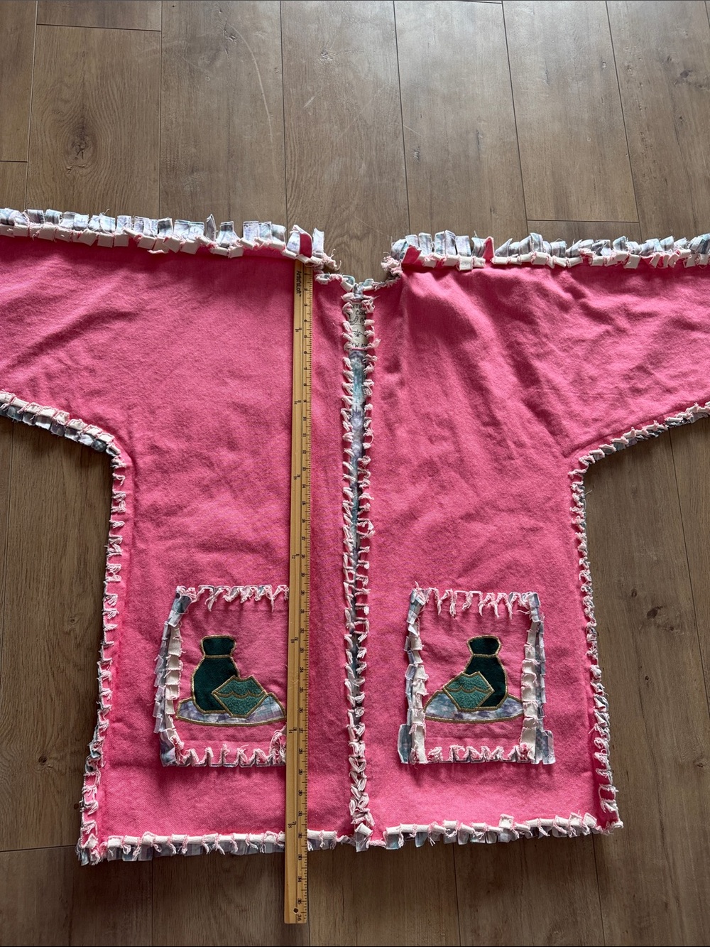 Women's Southwestern Handmade Patchwork Denim Open Front Jacket Size L Quilted - Picture 7 of 10